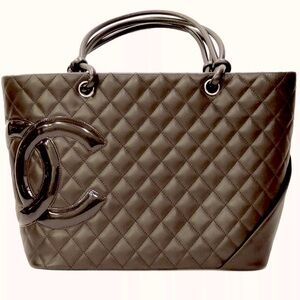 Chanel khaki chocolate ligne handbag bag Tote